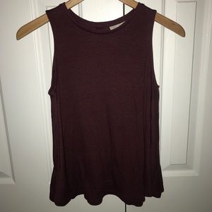 burgundy tank with button down accents